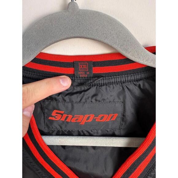 VTG Snap On Tools Racing Pullover Jacket Windbreaker Mens Size XXL Black V-Neck - Picture 8 of 8